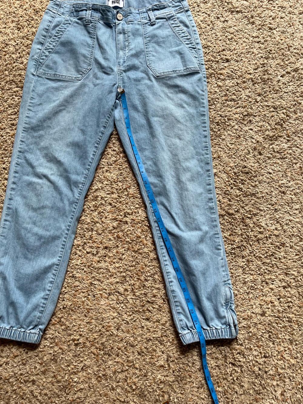 Paige Mayslie Jogger Light Wash Cotton Blend Lightweight Travel Size 30 - Picture 6 of 9
